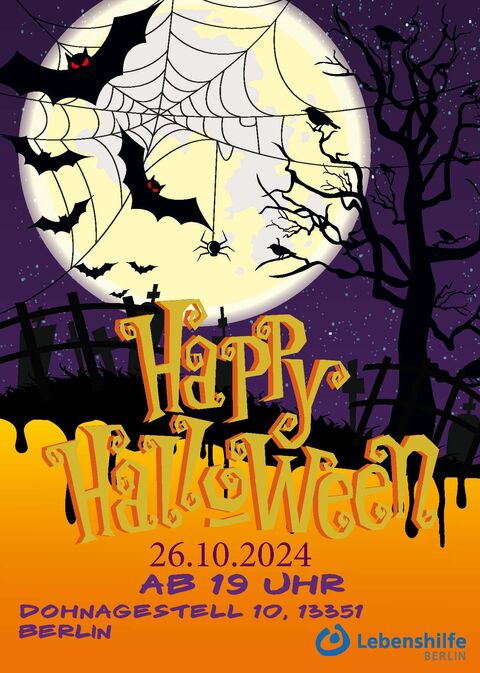 Flyer Halloween-Tanztee der Lebenshilfe Berlin am 26. Oktober 2024